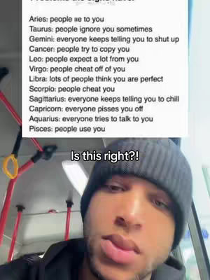 The cover image is a selfie of a man on public transportation, overlaid with text. The man, wearing a black beanie and a black jacket, is in the foreground. The background features the interior of a bus or train, with yellow handrails.