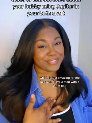 A woman with long black hair smiles, looking directly at the camera. Text overlays are present to convey information about the content.