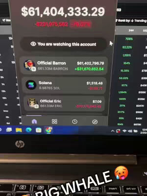A laptop screen displaying a financial app interface. The screen shows real-time data on various cryptocurrencies, including their values and profit/loss percentages. The bottom of the image includes a keyboard with overlaid text.