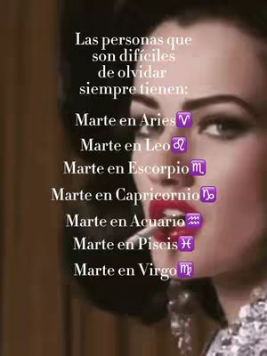 A close-up shot focuses on a woman with dark hair and dramatic makeup, including bold red lipstick. She is holding a cigarette in the side of her mouth, and text overlays list astrological Mars signs.