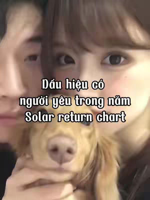 The image shows a close-up of two people, likely a couple, with a dog in the middle. Text overlaid emphasizes astrology and relationships.