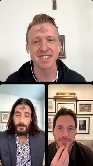 The cover image is a split-screen showing three men in different settings.  The top section features a man in a black hoodie against a white wall. The man in the lower left has long hair and is wearing a suit and on the lower right a man wearing black.