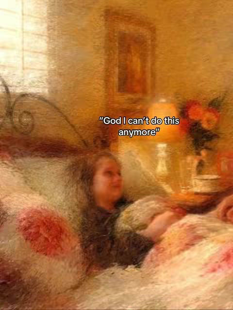 The cover image shows a woman in bed, looking distressed. She is in a bedroom with warm lighting. The image has an oil painting-like effect.