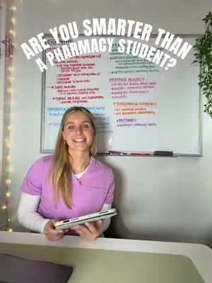 A woman in a pink scrubs stands in front of a whiteboard with handwritten notes. The overlay text on the image poses a question. The background suggests a classroom or office setting.