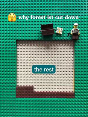 The image is a LEGO construction, primarily green, with a rectangular cutout in the center. Within this cutout, a lighter tan base is visible, with brown bricks at the bottom. Various LEGO figures and elements are placed on the green base, including a minifigure, a treasure chest, and text.
