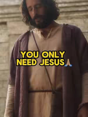 The cover image features a man dressed in ancient attire, possibly representing Jesus, with text overlaid. The man is in a medium shot, facing the viewer. His dark hair and beard are visible. The text overlay says, “YOU ONLY NEED JESUS” in large, yellow, bubble letters with a blue hand-praying emoji. The background appears to be a stone structure, suggesting an old-world setting. The overall composition is centered and focuses on the figure, with the text highlighting the message.
