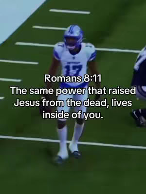 An American football player in a white and blue uniform is standing on a green field with a football. Text overlays the image.