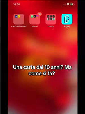 The cover presents a phone screen, likely an iPhone, against a vibrant red background. The top part of the screen shows the time and signal status. Four app icons are visible: a credit card icon, a social media icon with a notification badge, a utility icon, and an app icon with a 'P' logo. Below the icons is a text overlay.