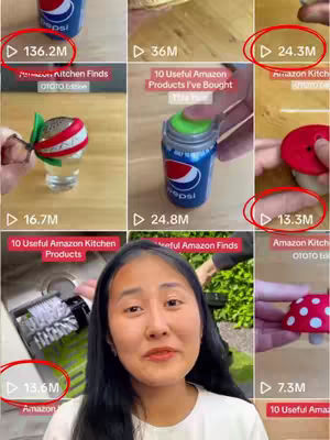The cover image is a vertical collage of nine video thumbnails. The central thumbnail shows a woman with dark hair and a white shirt smiling at the camera. The layout features a grid where the thumbnails are arranged together. Text and play buttons are placed on the thumbnails.