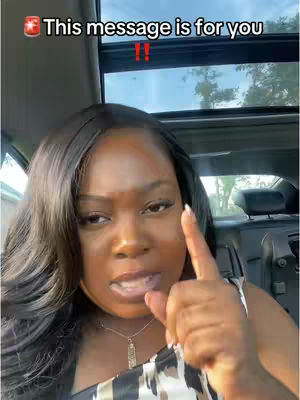 A woman with long, dark hair is seated in a car. She is pointing her index finger upwards in a gesture of emphasis. Above her head, a car sunroof is visible. The text overlay says, "This message is for you !!" with a small star and an exclamation point emoji.