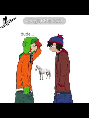 The cover image is a digital illustration featuring the characters Kyle Broflovski and Stan Marsh from the animated series South Park. Kyle, with his signature green hat, is standing on the left, hand on his forehead. Stan, in his blue hat, stands to the right, facing Kyle. Between them is a white horse Illustration style is evident, and the overall mood seems playful or meme-like.
