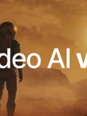 An astronaut stands on a planet looking toward a bright light source from a low angle, with the words "Invideo AI v" in white text overlaid on the image.
