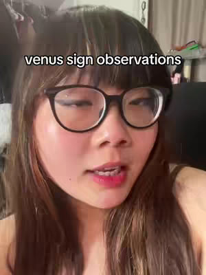 A woman with dark hair and glasses is centered in a vertical video cover. The text overlay reads 'venus sign observations'.
