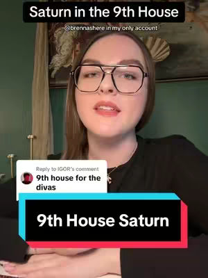 A woman with glasses is centered in the frame, with overlay text at the top and bottom indicating her video's subject matter. She is set against a blurred background that includes hints of a framed artwork and a dark green wall.