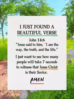 A white rectangular box with text is centered against a background of green foliage. The text suggests a religious or inspirational message.