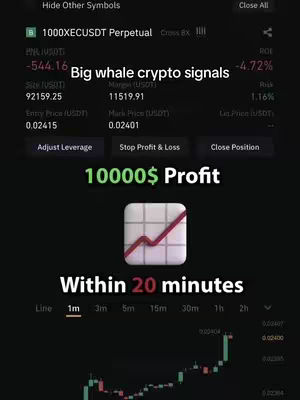 The cover image displays a cryptocurrency trading interface with overlaid text. It features real-time trading data, a chart, and promotional text highlighting potential profit within a specific timeframe.