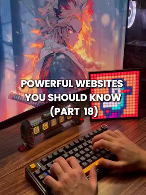 The cover image showcases a low-angle shot with a person's hands operating a mechanical keyboard. In the background, a computer monitor displays an anime-style illustration. A smaller pixel art display is present on the right side. The foreground includes a clock-like device showing digits and a keyboard. The overall color scheme is dark with yellow highlights, enhancing the digital tech theme.