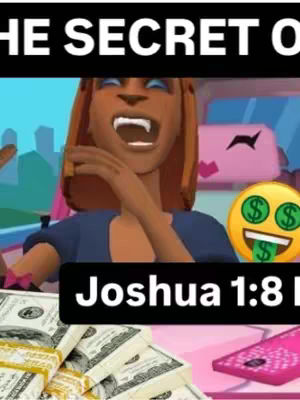 The cover image features an animated woman with orange hair and blue eyes, looking excited with open mouth. Above her is black rectangular text, and below her is a similar rectangle with text. In the foreground are stacks of cash, a pink phone, and a dollar sign emoji.