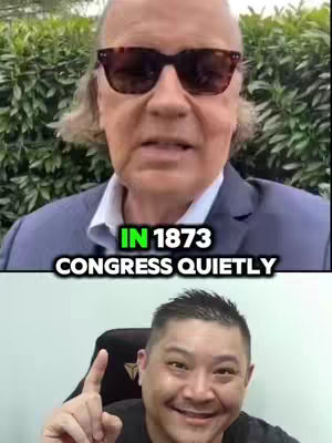 The cover image is split horizontally. The top half shows a man with sunglasses, a white shirt, and a dark blazer, set against a green leafy background. Below, there is a smiling man in a black top, pointing upward.