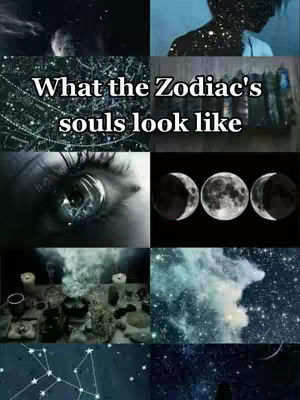 A collage of images featuring celestial themes such as stars, moons, and eyes, set against a dark background. Text overlays.