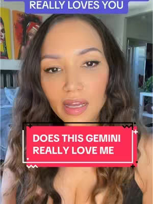 The cover image features a woman with long brown hair and a direct gaze, set against a blurred background. Overlayed text in a red rectangular box asks, "DOES THIS GEMINI REALLY LOVE ME?". At the top, the text "REALLY LOVES YOU" is in a blue banner.