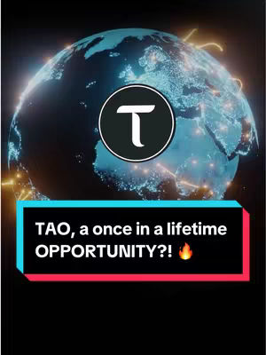 The cover image displays a dark backdrop with a stylized image of Earth. Overlayed on the Earth is a circular logo containing the letter 'T'. Below the logo is a rectangular box with the text: 'TAO, a once in a lifetime OPPORTUNITY?!' followed by a fire emoji.