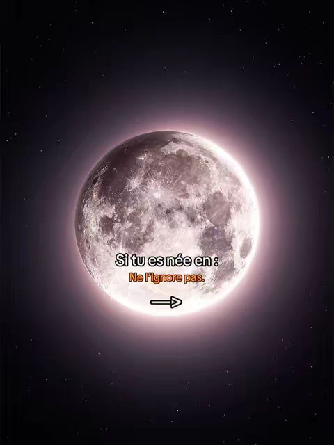 The image shows a full moon in the night sky, with a dark background filled with stars. The moon is the main focus, and it takes up a large portion of the image. Text overlayed on the moon suggests themes of astrology or fortune-telling.