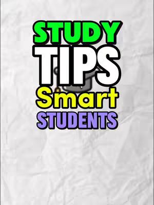 The cover image features a text-based design on a textured, off-white background. The text is arranged vertically with the words 'STUDY TIPS' in a bold, green font, stacked above 'Smart' in light yellow and 'STUDENTS' in purple. The word 'TIPS' is in white with a black outline, the letter 'I' in 'TIPS' is replaced with a symbol that resembles a graduation cap. The overall layout is simple, designed to draw attention to the text.