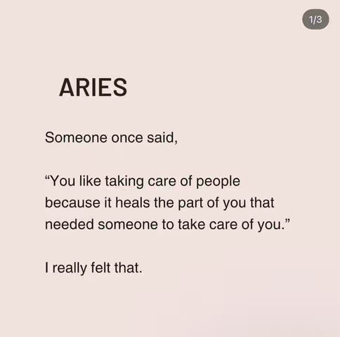 A minimalist design featuring text on a light background. The top section displays the zodiac sign 'ARIES' in a bold font. Below, a quote is presented in a standard font. The layout is clean and focused, with the quote centered effectively.