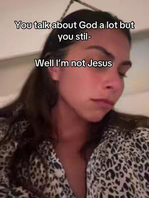 The cover image is a selfie-style shot featuring a young woman with long, dark hair. She is wearing a patterned shirt with a black and white animal print. The lighting suggests an indoor setting, and the background is blurred. The woman is looking slightly downwards with a thoughtful expression. Text overlays are placed at the top and in the middle to convey dialogue.