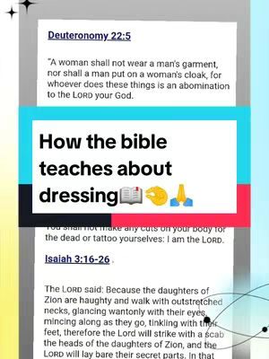 The cover image is a vertical graphic with a light blue and gray background. It features text from the Bible and a central text overlay. The text overlay includes the phrase "How the bible teaches about dressing" in bold white font, with relevant emojis. Below and above the overlay are Bible verses in a smaller size font, which provide more context about the topic. The colors are generally muted.