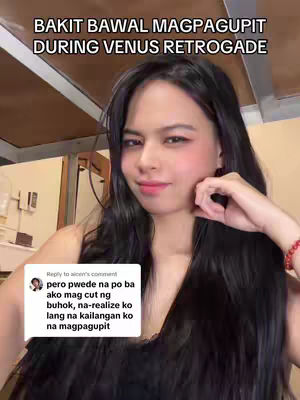 A young woman with dark hair is the central focus, smiling slightly at the camera. She has a fair complexion and is wearing a dark top, with a red bracelet visible. The background is blurred, suggesting an indoor setting, possibly a room. Text overlays at the top and bottom of the image with a comment bubble overlaid on the bottom left