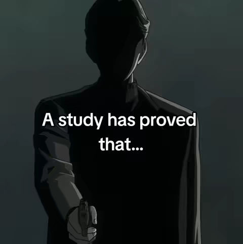 Image features a silhouetted figure holding a gun, presented in a dark, shadowy style. Text overlayed over the figure reads: 'A study has proved that...'