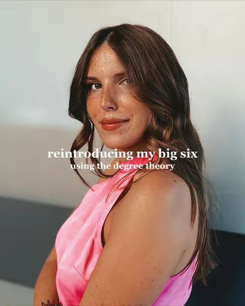 A woman with brown hair and freckles looks at the camera, wearing a pink top. Text overlays the image, while the background appears light-colored, with a subtle shadow on the side. The image has a warm, inviting aesthetic.