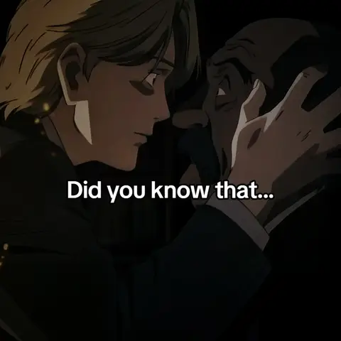The image is a dark, dramatic anime-style illustration. Two male figures are shown, the main one on the left with blonde hair and a concerned expression, looking down at the other man. The second man has dark short hair and is having his face held. The text overlay reads 'Did you know that...' in white, bold font, centrally positioned.