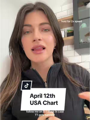 A woman with long brown hair is in a kitchen setting. She is looking toward the camera with her mouth open, eyes open. The hook overlays a white box at the bottom of the frame with the TikTok logo and text.