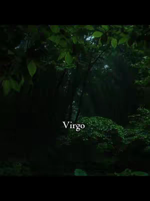 A serene image of a forest with dense green foliage, the word "Virgo" is overlaid in the center of the image in white font.
