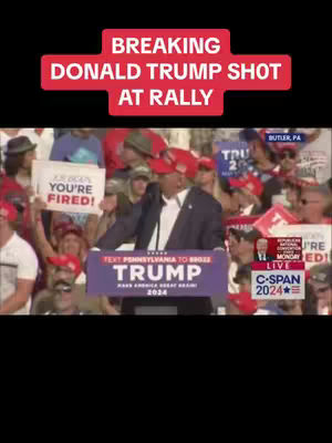 A screen recording from what appears to be a news broadcast or livestream, showing Donald Trump speaking at a rally.