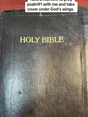 The cover image shows a close-up of a worn, black leather-bound Holy Bible. The title 'HOLY BIBLE' is embossed in gold lettering across the center of the cover. The overall appearance is aged, with visible wear and tear on the leather surface.