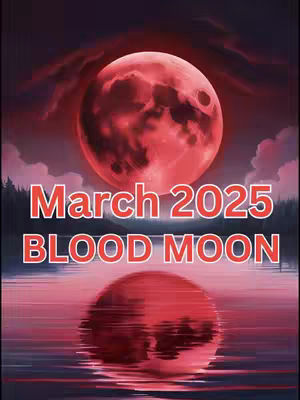 An artistic rendering of a total lunar eclipse, depicting a bright red moon in the sky, reflected in a body of water, with the text overlayed across the image. The image suggests a spiritual nature, indicating the importance of the blood moon phenomena.