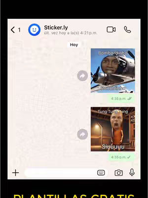 The cover image shows a screenshot of a WhatsApp chat featuring stickers. Two sticker messages are visible, with animated meme characters and text overlay.