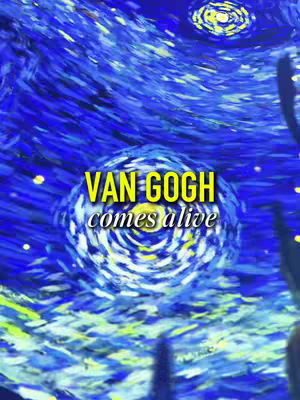The cover image features an artistic recreation of Van Gogh's 'Starry Night' with swirling blue and yellow brushstrokes. The text overlay, 'VAN GOGH comes alive,' is prominently displayed in a contrasting yellow, set against the swirling background.