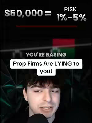 The cover image features a young man in the foreground, speaking into a microphone. Above his head, there's text overlayed on a black background with a red and green element, displaying financial information and a warning about 'Prop Firms'. The overall composition has a slightly blurred or shadowed effect in the background.