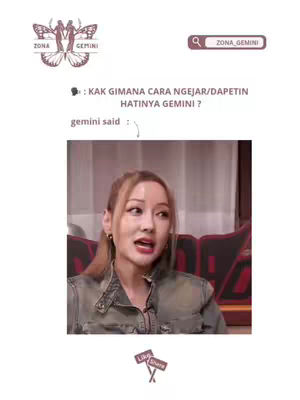 A young woman with long blonde hair, wearing a denim jacket, is looking up with an open mouth. The image is overlaid with text and graphic elements, including the 'Zona Gemini' logo and question prompts about how to understand Geminis, reinforcing the video's focus on zodiac signs.