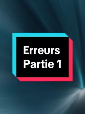 The cover image features a gradient background of dark blue and teal hues. A rectangular box with a teal outline is set in the center, enclosing a smaller black rectangle within it. The black rectangle contains white text that reads "Erreurs Partie 1". The overall composition is simple, with a clear focus on the text.