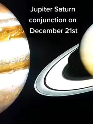 An artistic image features two planetary bodies set against a dark, star-filled backdrop. On the left, a detailed planet with bands of color, likely Jupiter, dominates a portion of the frame. To the right, a planet with a prominent ring system, probably Saturn, is depicted, with the ring casting a shadow. The image has overlaid white text.