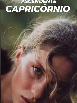The cover image features a close-up of a woman's face, with her hair partially covering her face. The text overlay at the top reads 'ASCENDENTE CAPRICÓRNIO' in bold white letters.
