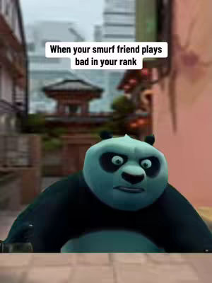 The image features the character Po from the Kung Fu Panda movies, with a frustrated expression. A text overlay is displayed above. The background is a blurred, stylized outdoor scene.