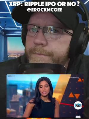 A man in glasses and wearing a black hat is centered, the top part of the video is of him. A lower rectangle depicts a woman speaking in front of a news setting.