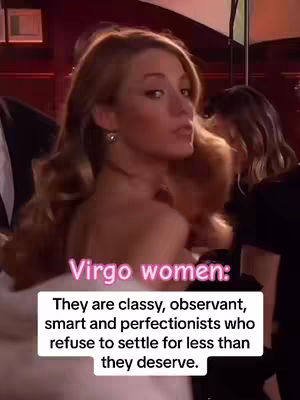 The cover image features Blake Lively looking over her shoulder with long wavy blonde hair, and a text overlay with the description of Virgo women. The background is blurred, and the lighting appears to be warm.